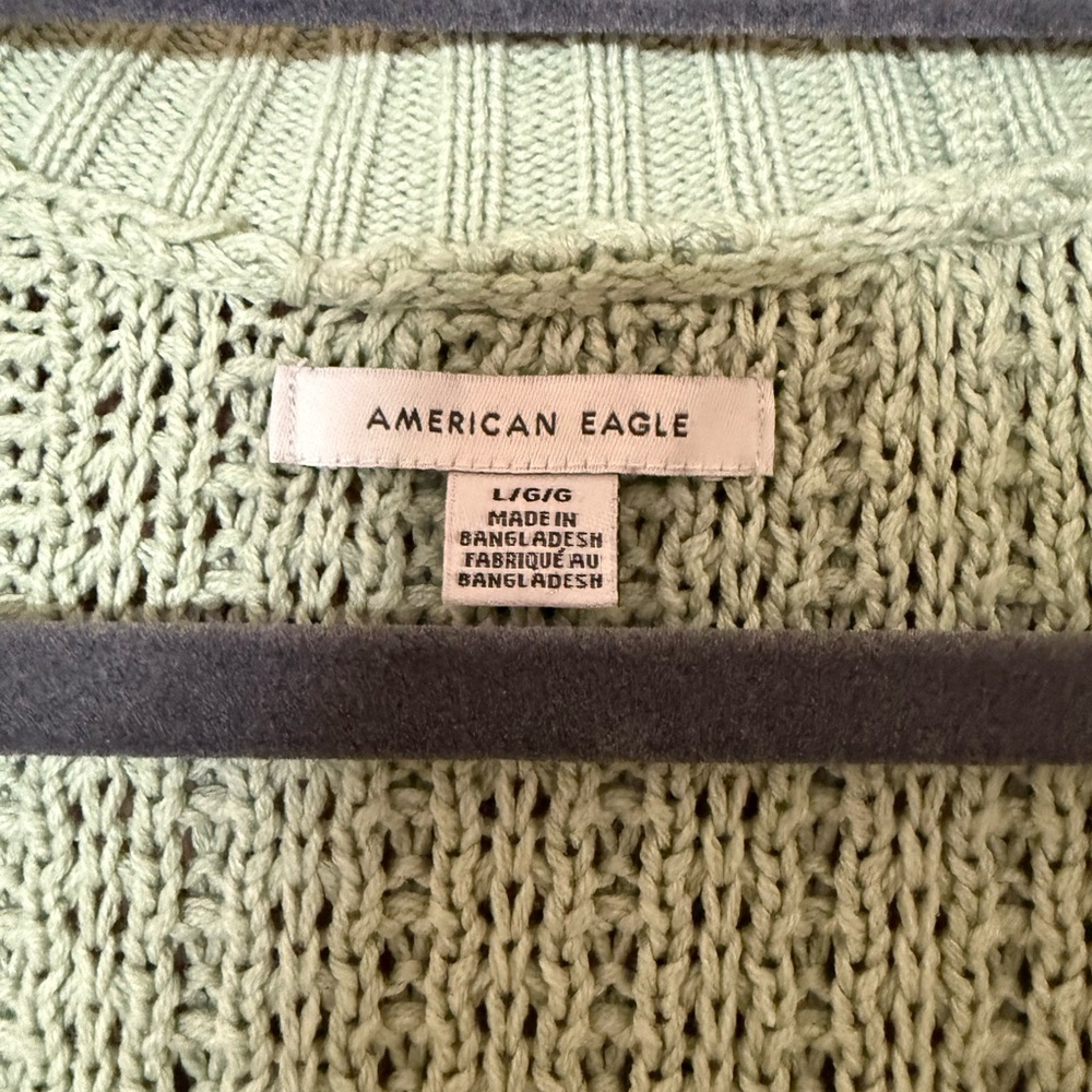 American Eagle Outfitters Light Green Knit Long Open Cardigan Pastel Green - Picture 2 of 7